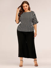 Striped Top Wide Leg Pants Set